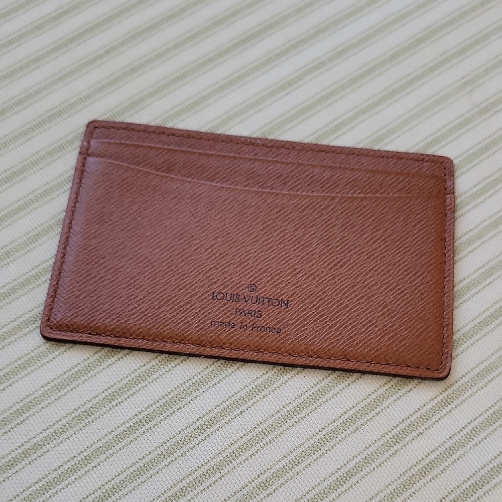 Brand New, Never Used Louis Vuitton Tan/Brown Leather Slim Card Holder